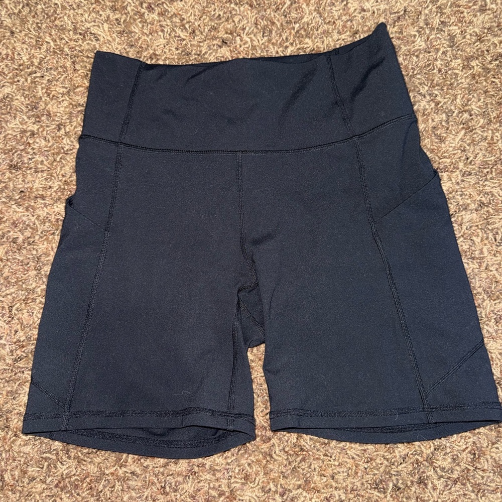 Fabletics Black High-Rise Pocketed Athletic Shorts